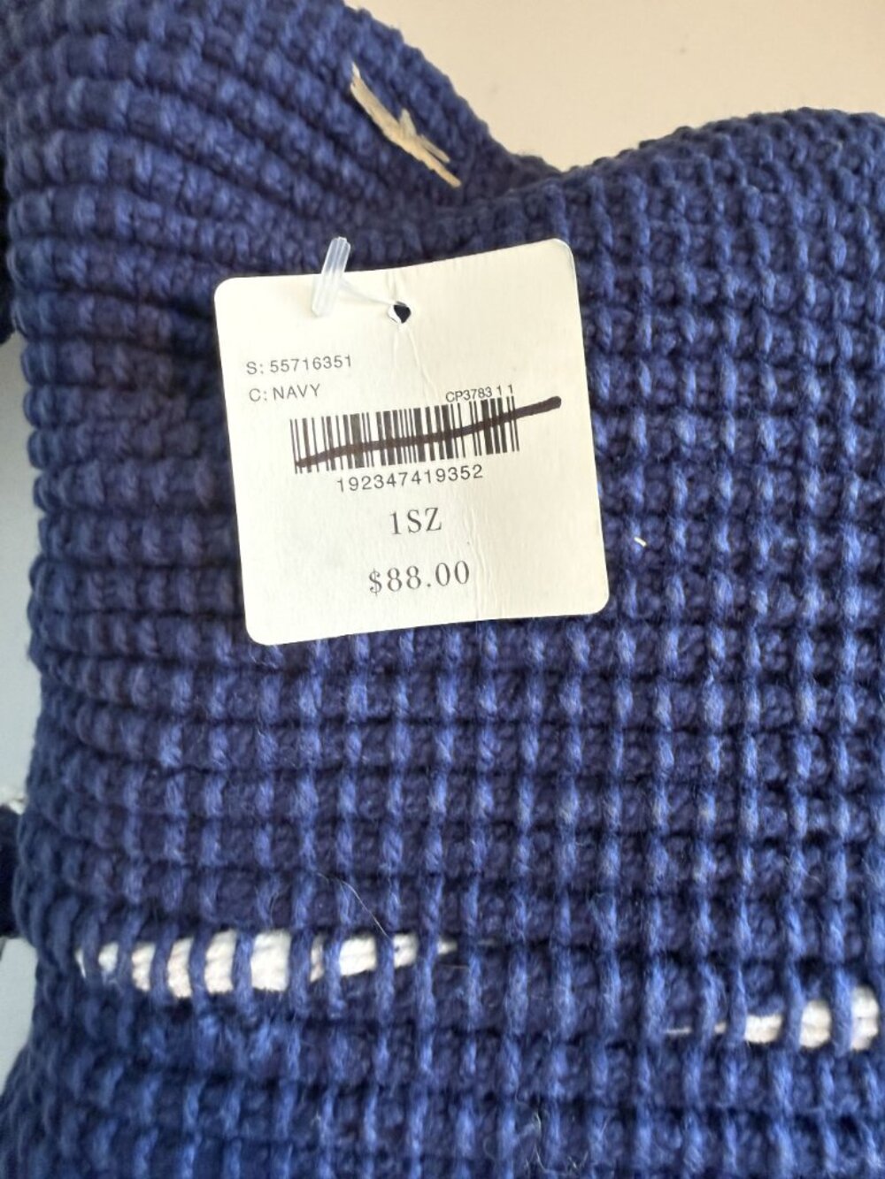 NWT Anthropologie Fabina Tasseled Home Decor Pillow Navy Blue 20 x 20 $88 [jb] - Picture 7 of 8